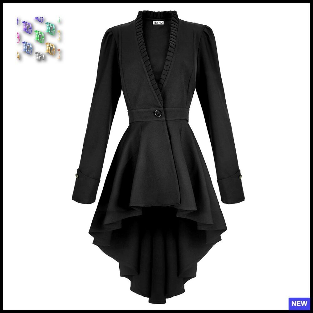Victorian Steampunk Tailcoat Jacket Gothic Pirate Costume Adjustable Fit